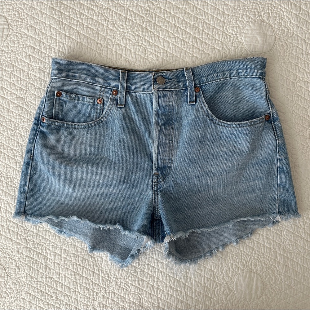Levi’s Women's 501 Button Fly Cotton High-Rise Denim Shorts Luxor Baked Sz 30 - Picture 12 of 14